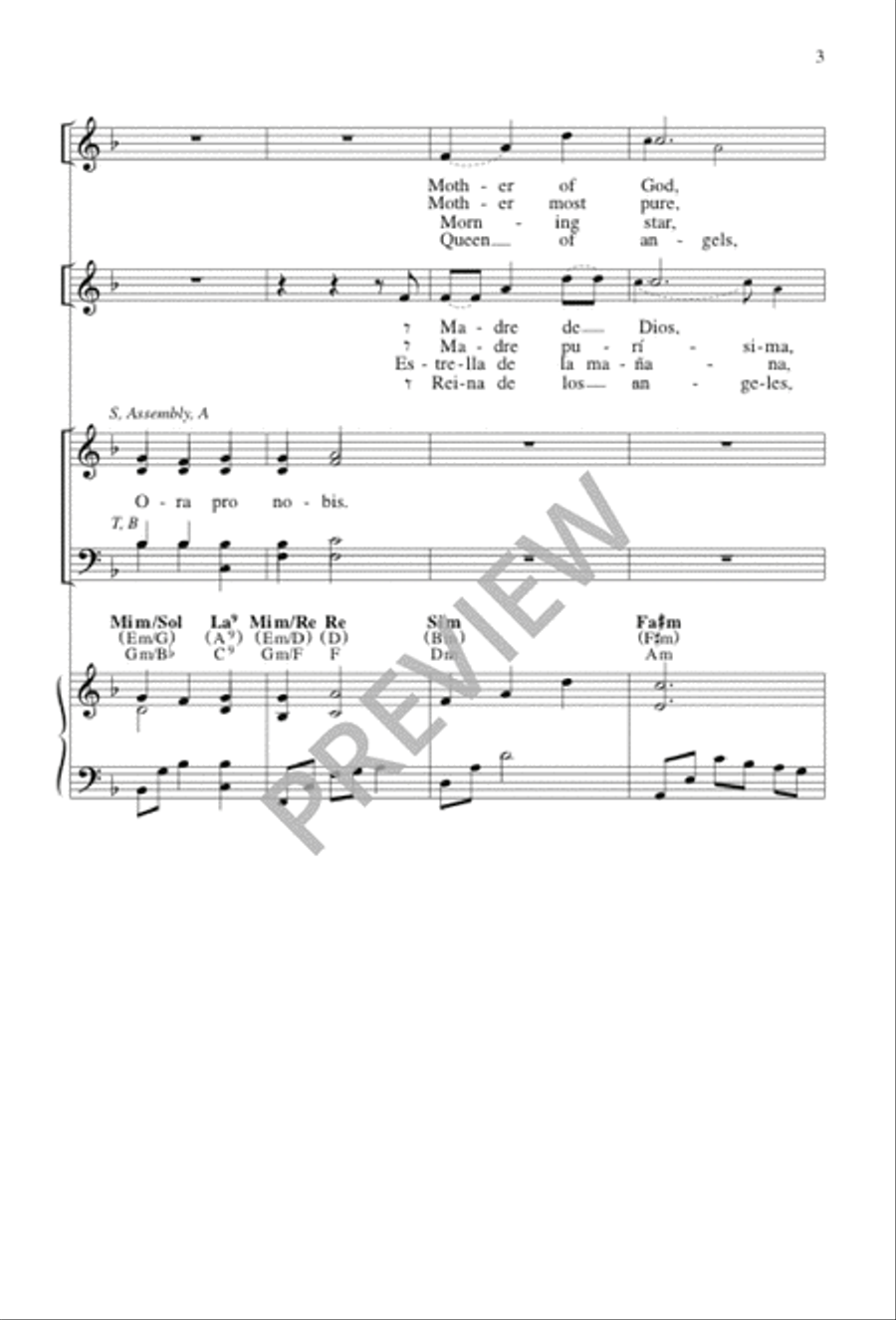Letanía de la Santísima Virgen María / Litany of Mary 4-Part scores gallery preview page 3