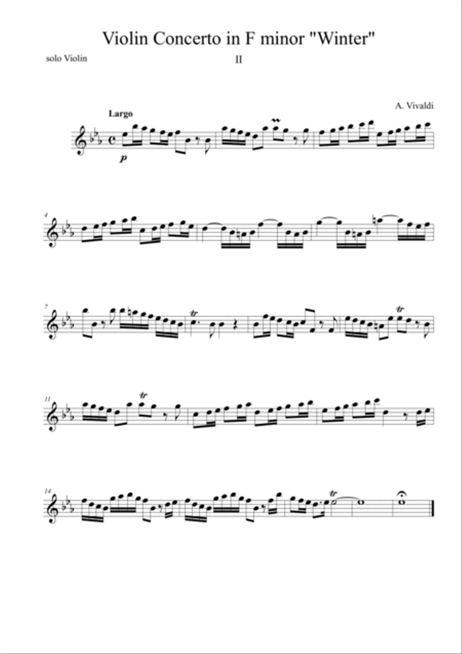 The Four Seasons Winter 2nd Movement Violin Solo scores gallery preview page 4