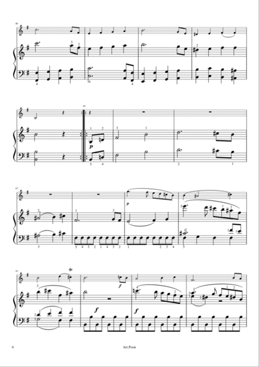 Mozart - Violin Sonata in E minor - K.304/300 - Violin Sonata No.21 Original Compelet With Fingered Violin Solo scores gallery preview page 6
