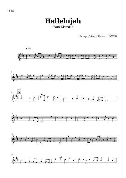 Hallelujah by Handel for Oboe image number null