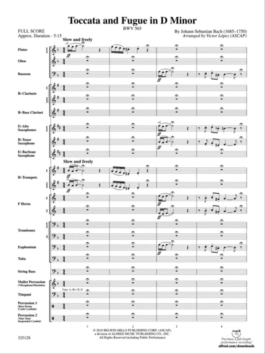 Toccata and Fugue in D Minor Concert Band scores gallery preview page 2