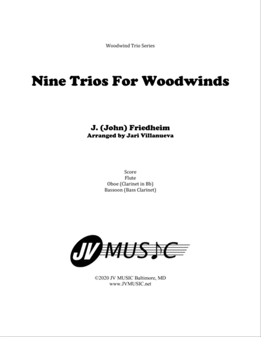 Nine Trios for Woodwinds by J. (John) Friedheim (1836) Woodwind Trio scores gallery preview page 1