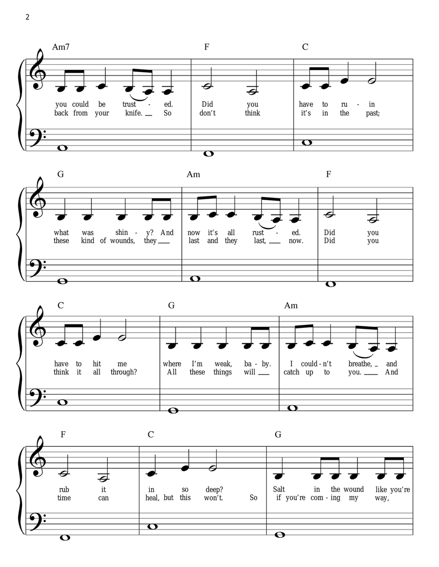 Bad Blood Easy Piano scores gallery preview page 2