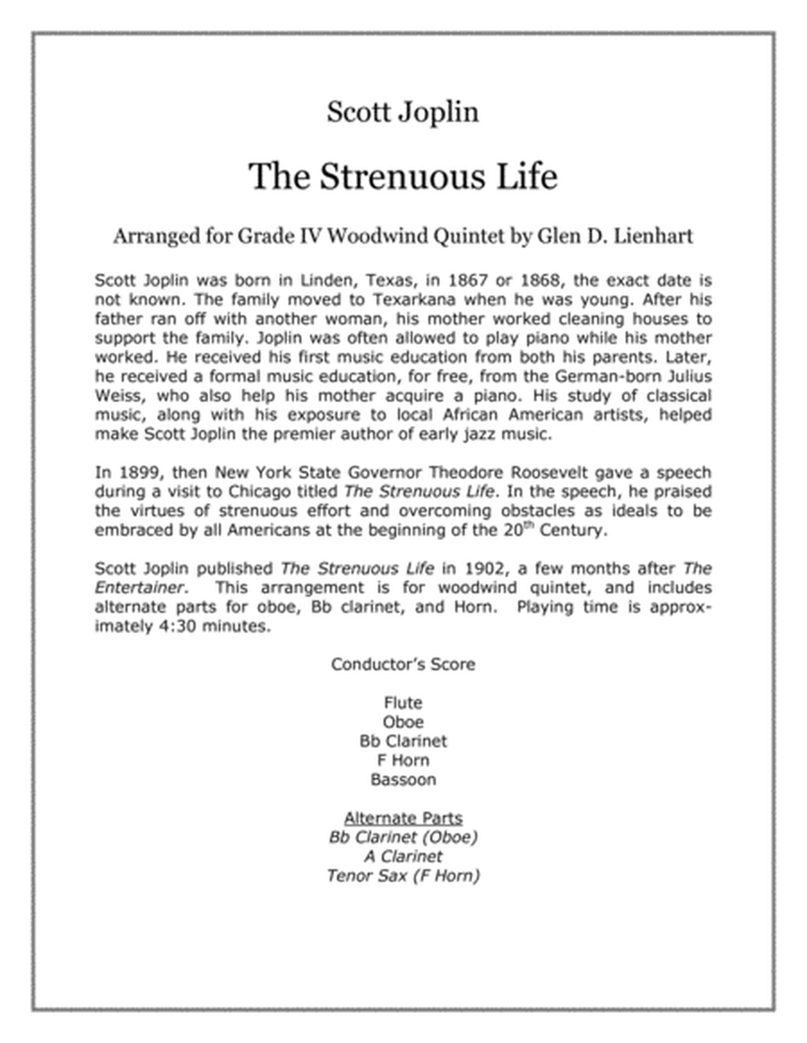 The Strenuous Life (A Ragtime Two-Step) image number null