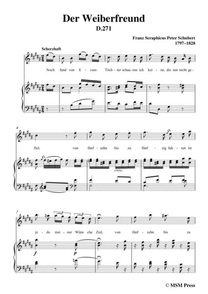 Schubert-Der Weiberfreund(The Philanderer),D.271,in B Major,for Voice&Piano image number null