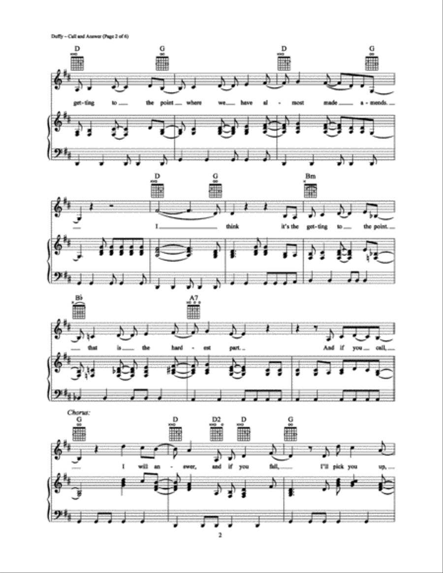Call and Answer Piano, Vocal, Guitar scores gallery preview page 2