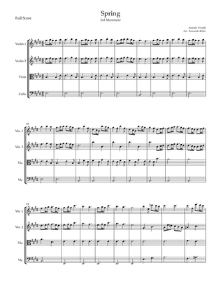 Spring - 3rd Movement (Antonio Vivaldi) for String Quartet