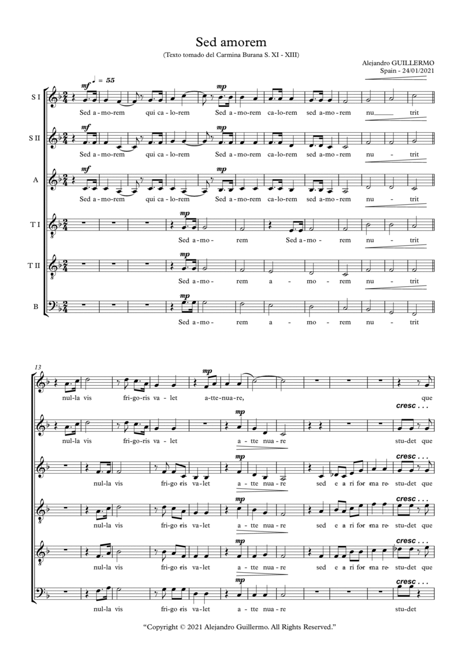 Sed amorem A Cappella scores gallery preview page 1