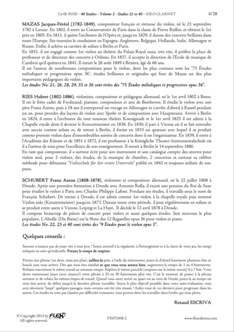 Tuition Book - 40 Studies for Clarinet - Volume 2 - Studies 21 to 40 Clarinet Solo scores gallery preview page 4