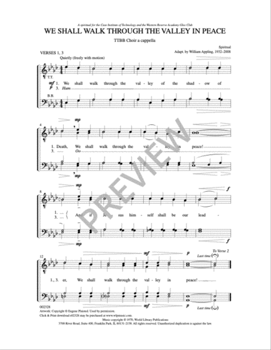 We Shall Walk Through the Valley In Peace TTBB scores gallery preview page 5