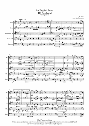 Parry: An English Suite III. Sarabande - wind quintet