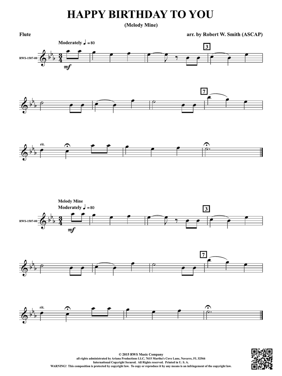 Happy Birthday to You: 1st Flute Flute scores gallery preview page 1