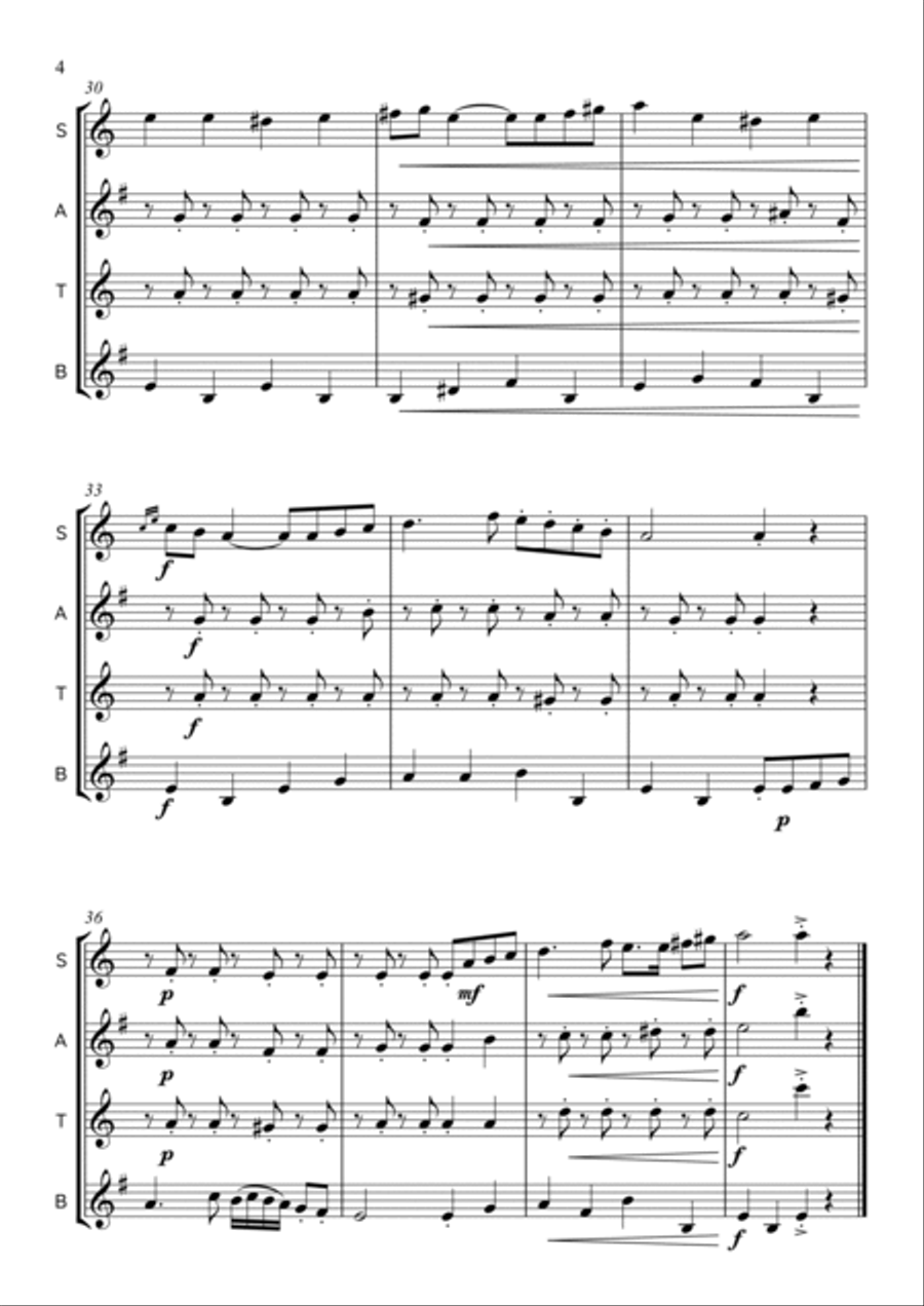 Chosen Kale Mazel Tov (Good Luck to the Bride and Groom) - Saxophone Quartet Saxophone Quartet scores gallery preview page 4