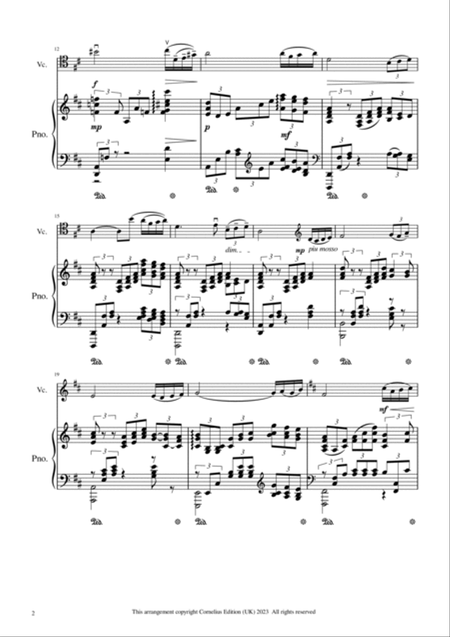 Rhapsody on a Theme of Paganni Eighteenth Variation arranged for Cello and Piano D major Piano scores gallery preview page 2