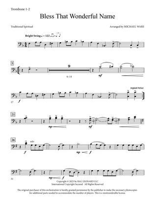 Bless That Wonderful Name (arr. Michael Ware) - Trombone 1 & 2