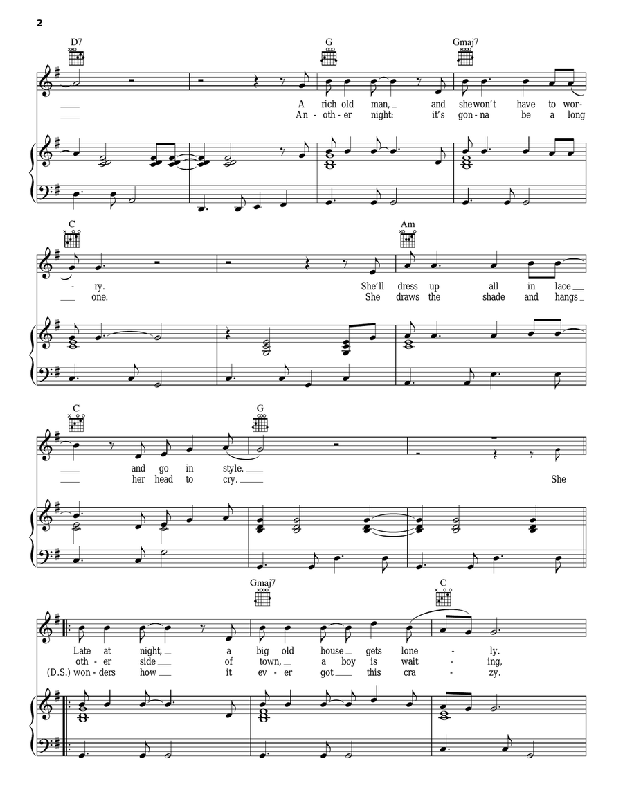Lyin' Eyes Piano, Vocal, Guitar scores gallery preview page 2