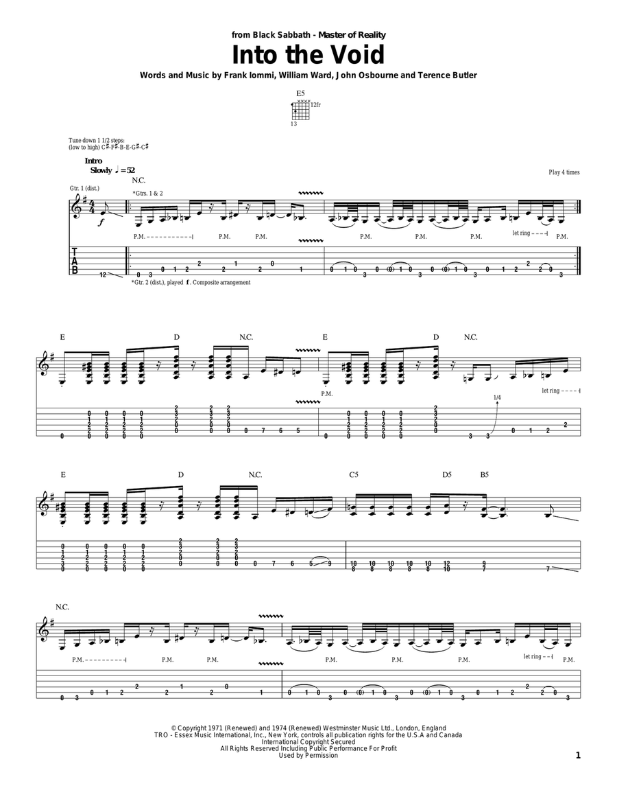 Into The Void Electric Guitar scores gallery preview page 1