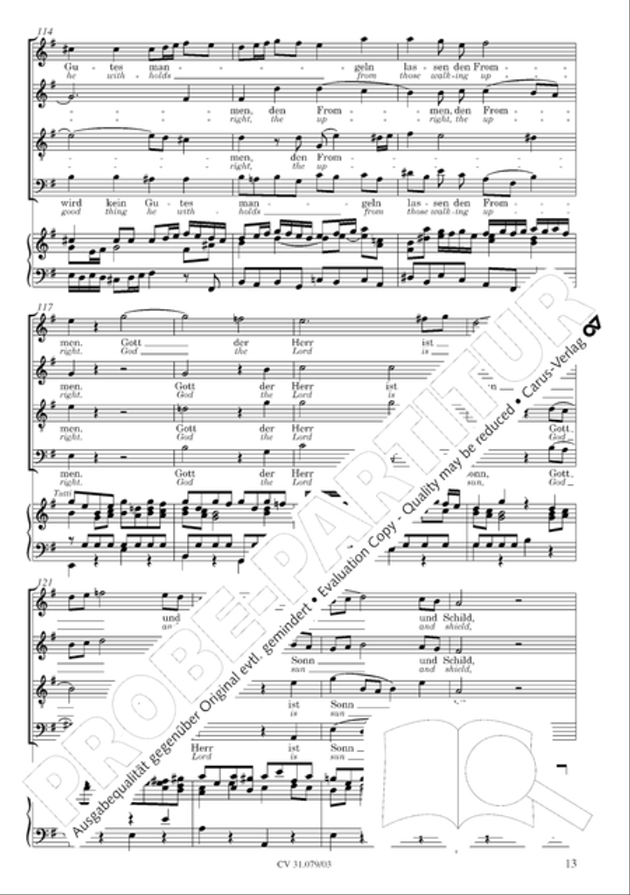 God the Lord is sun and shield (Gott, der Herr, ist Sonn und Schild) 4-Part scores gallery preview page 14