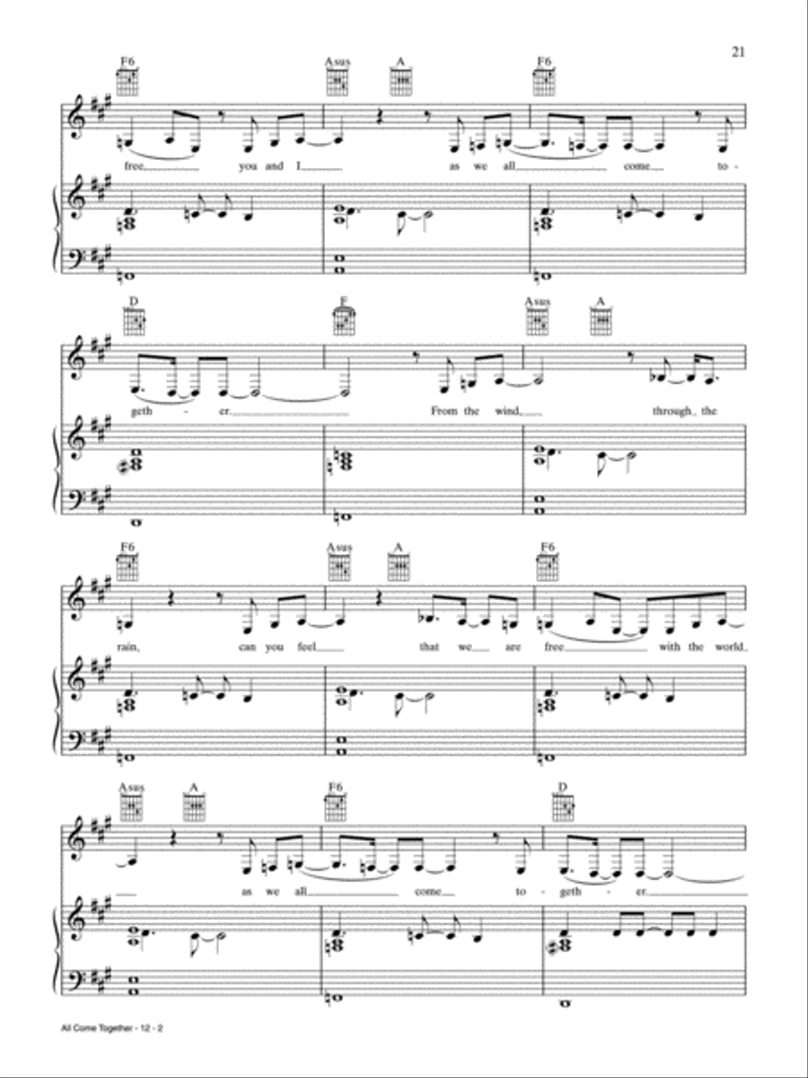 All Come Together Piano, Vocal, Guitar scores gallery preview page 2
