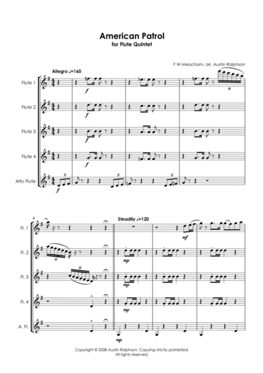 American Patrol - flute quintet Woodwind Quintet scores gallery preview page 3
