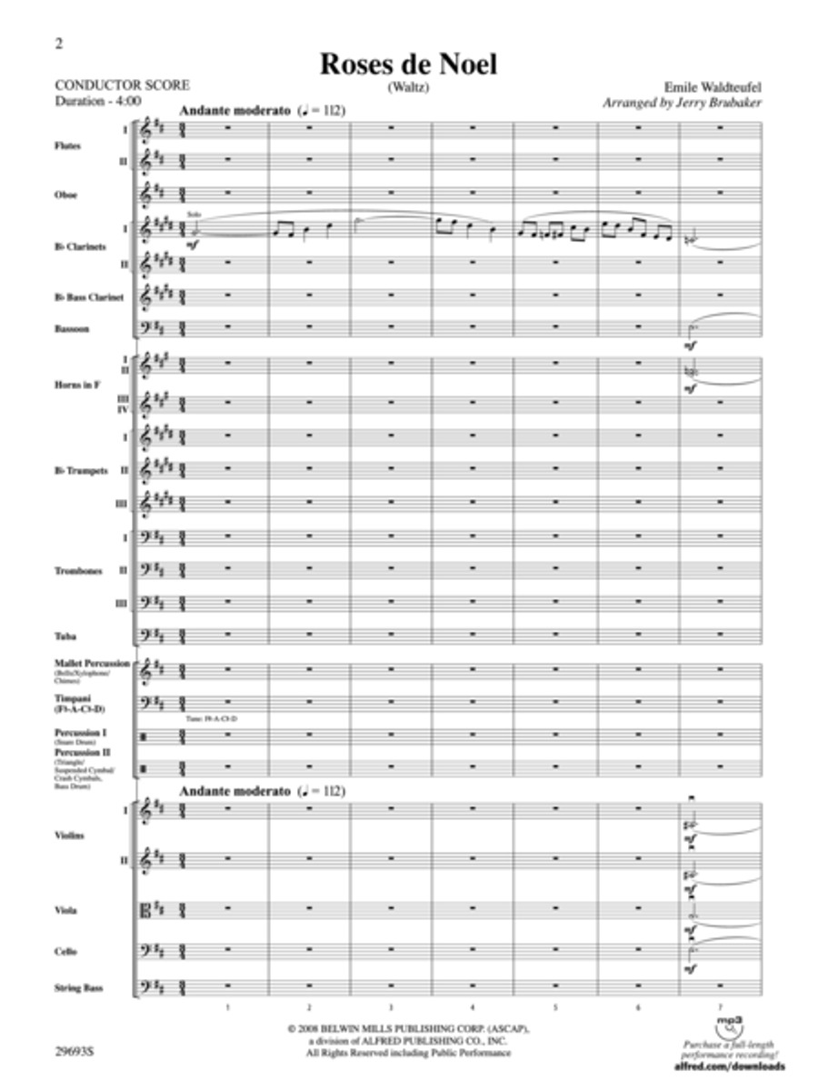 Roses de Noel (Waltz) (score only) Full Orchestra scores gallery preview page 2
