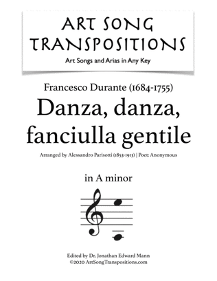 Book cover for DURANTE: Danza, danza, fanciulla gentile (transposed to A minor)