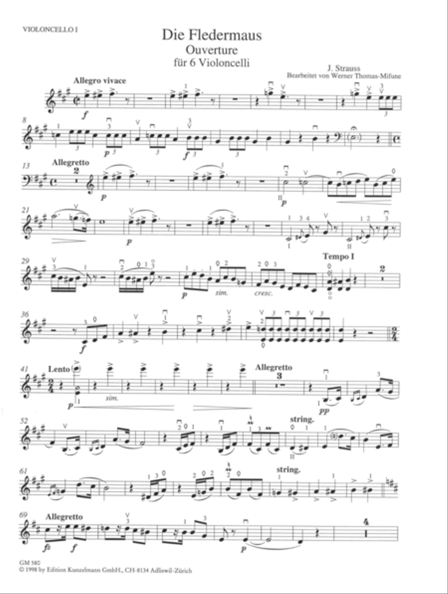 Overture to 'The bat' Cello scores gallery preview page 2