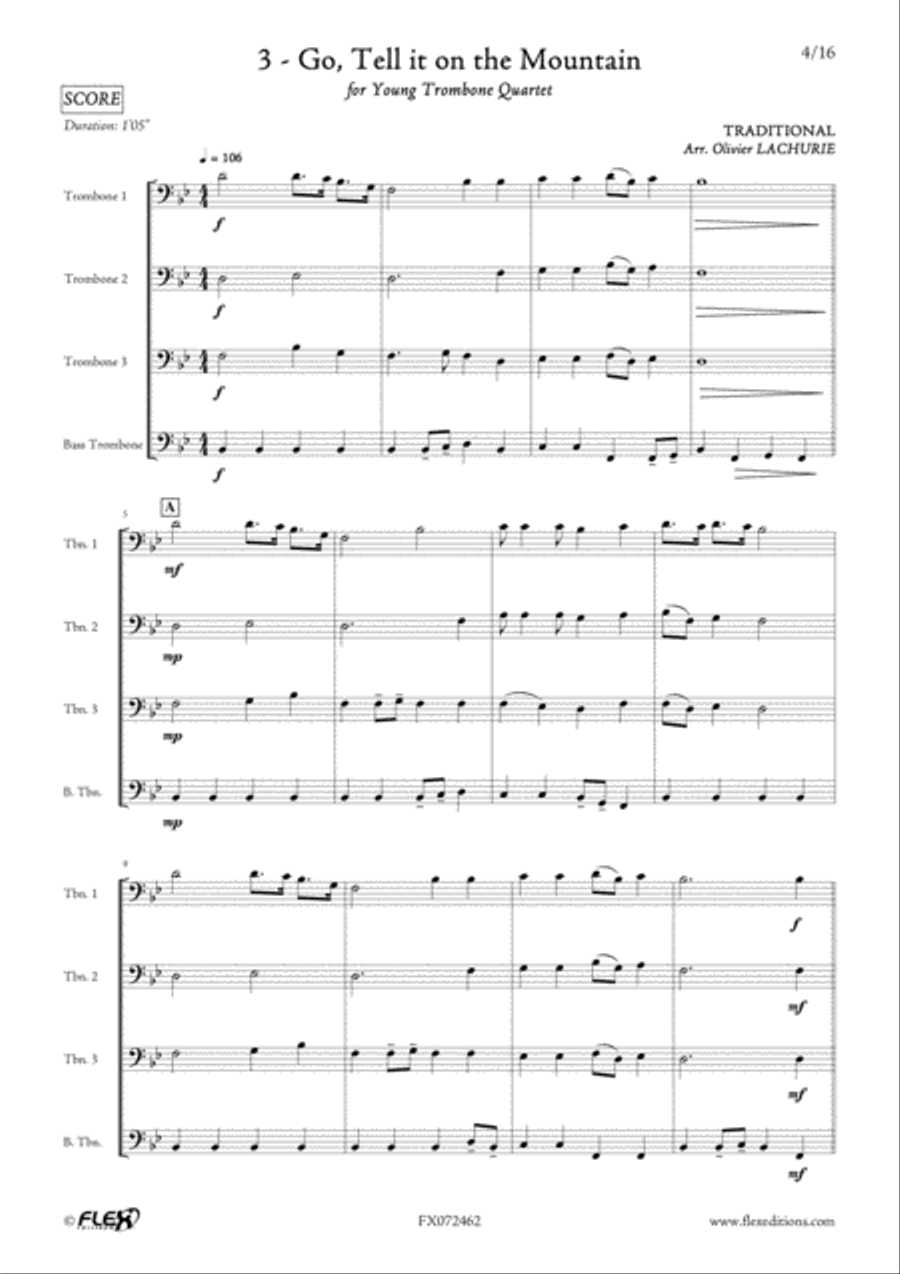 8 Chants de Noel Trombone Quartet scores gallery preview page 5