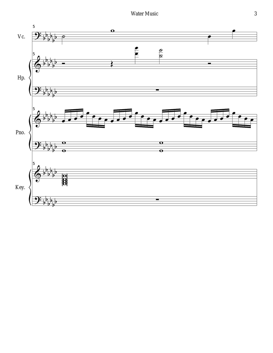 Water Music (Flute, Cello and Harp) Small Ensemble scores gallery preview page 3