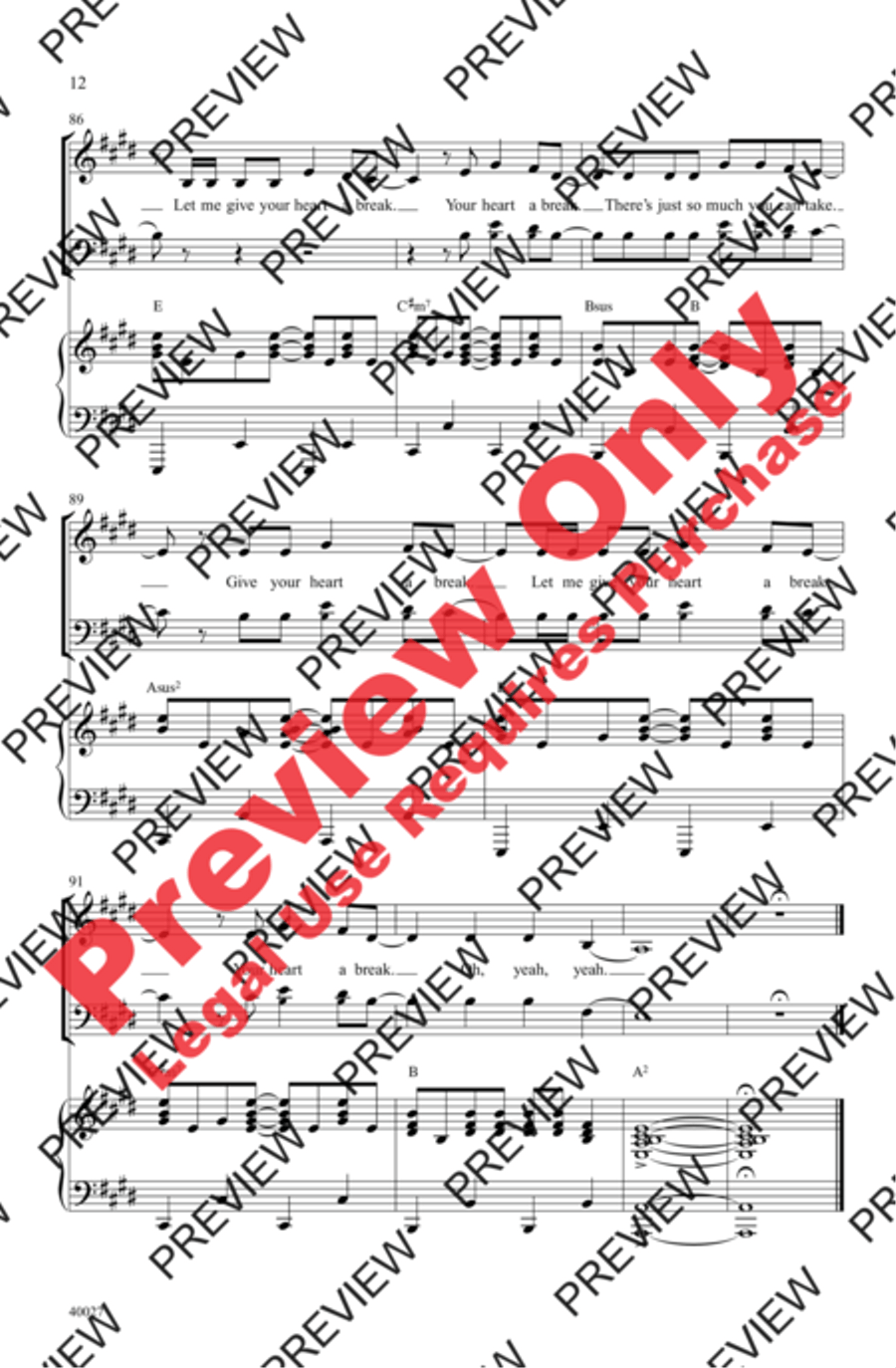 Give Your Heart a Break 3-Part scores gallery preview page 12
