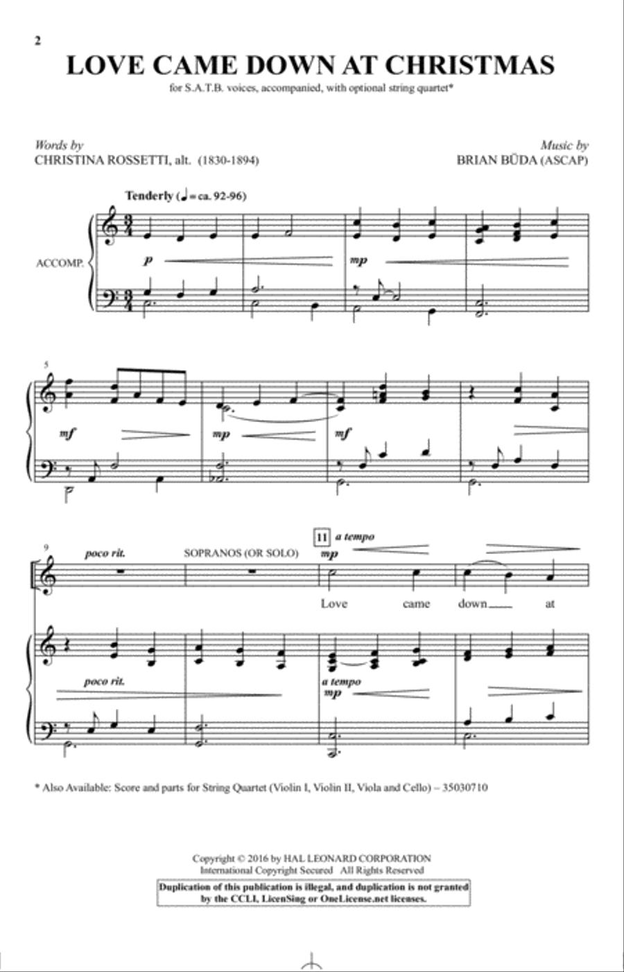 Love Came Down At Christmas 4-Part scores gallery preview page 1