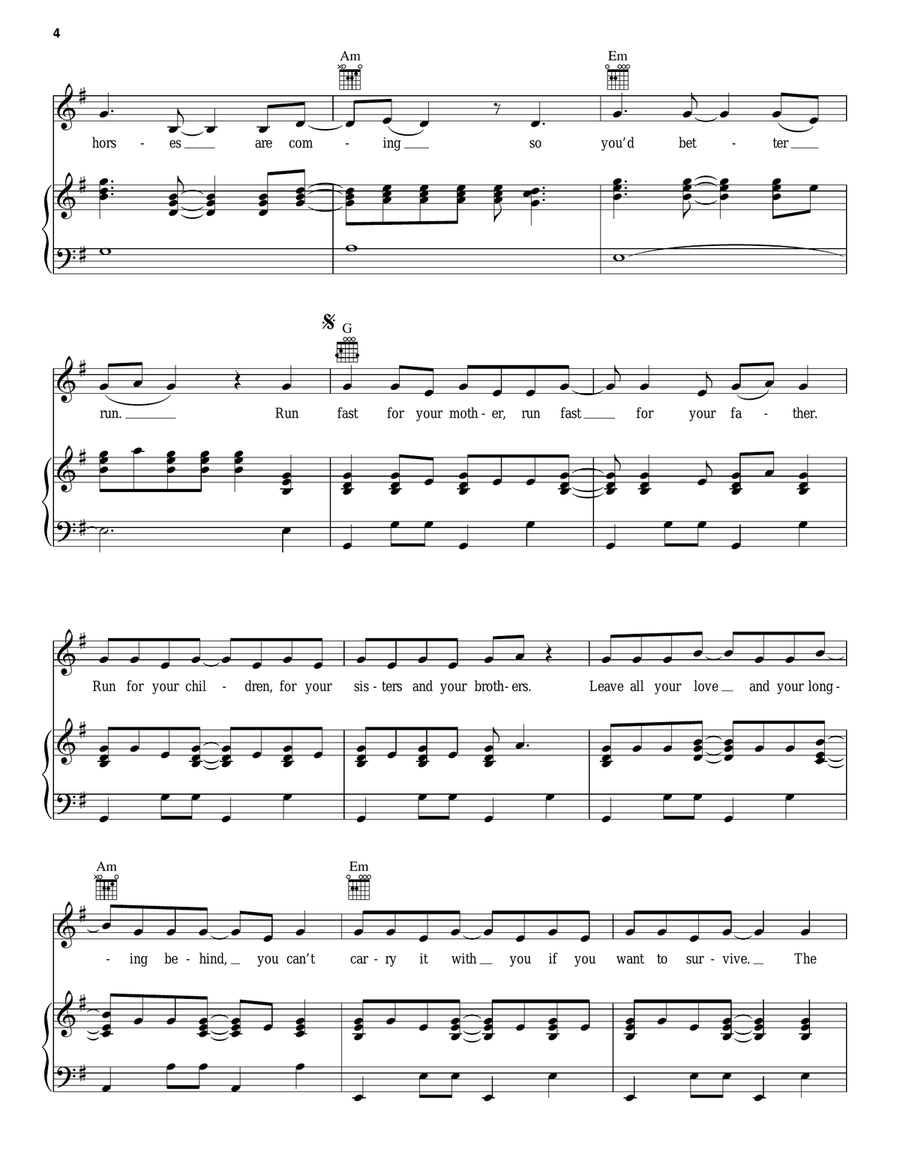 Dog Days Are Over Piano, Vocal, Guitar scores gallery preview page 4