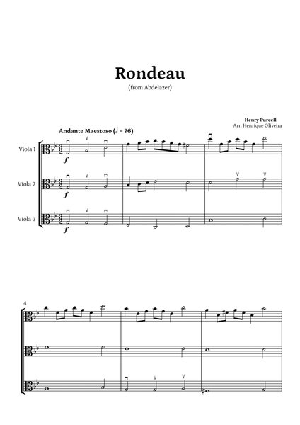 Rondeau from "Abdelazer Suite" by Henry Purcell - For Viola Trio image number null
