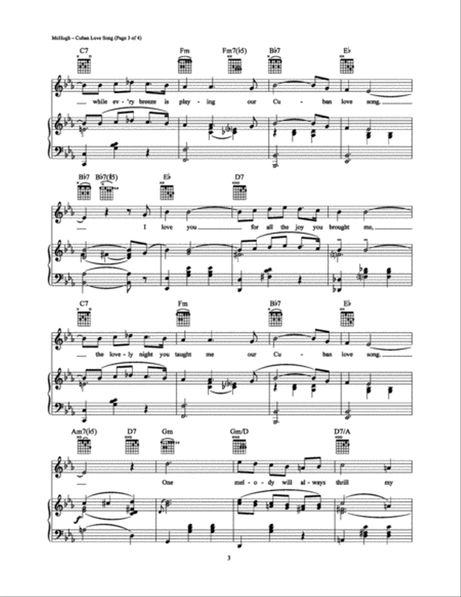 Cuban Love Song Cuban Love Song Piano, Vocal, Guitar scores gallery preview page 3