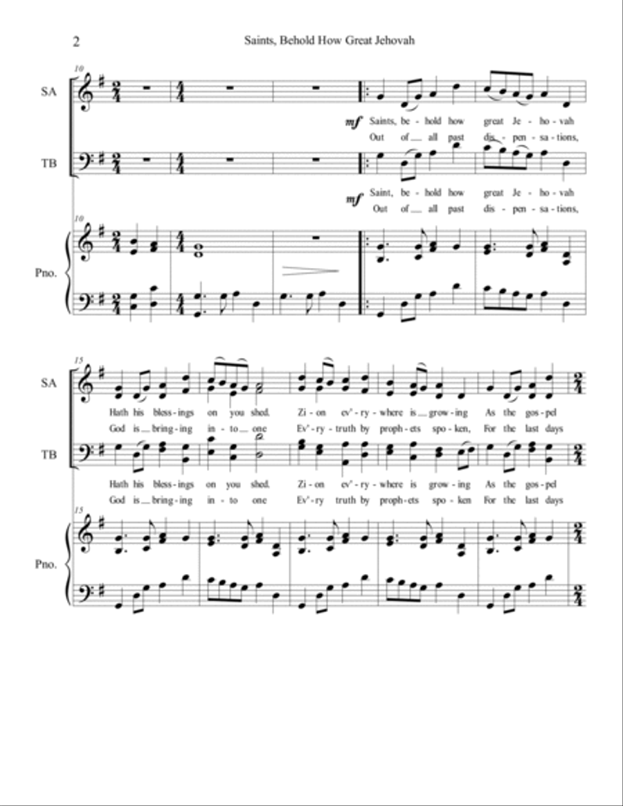 Saints, Behold How Great Jehovah 4-Part scores gallery preview page 3