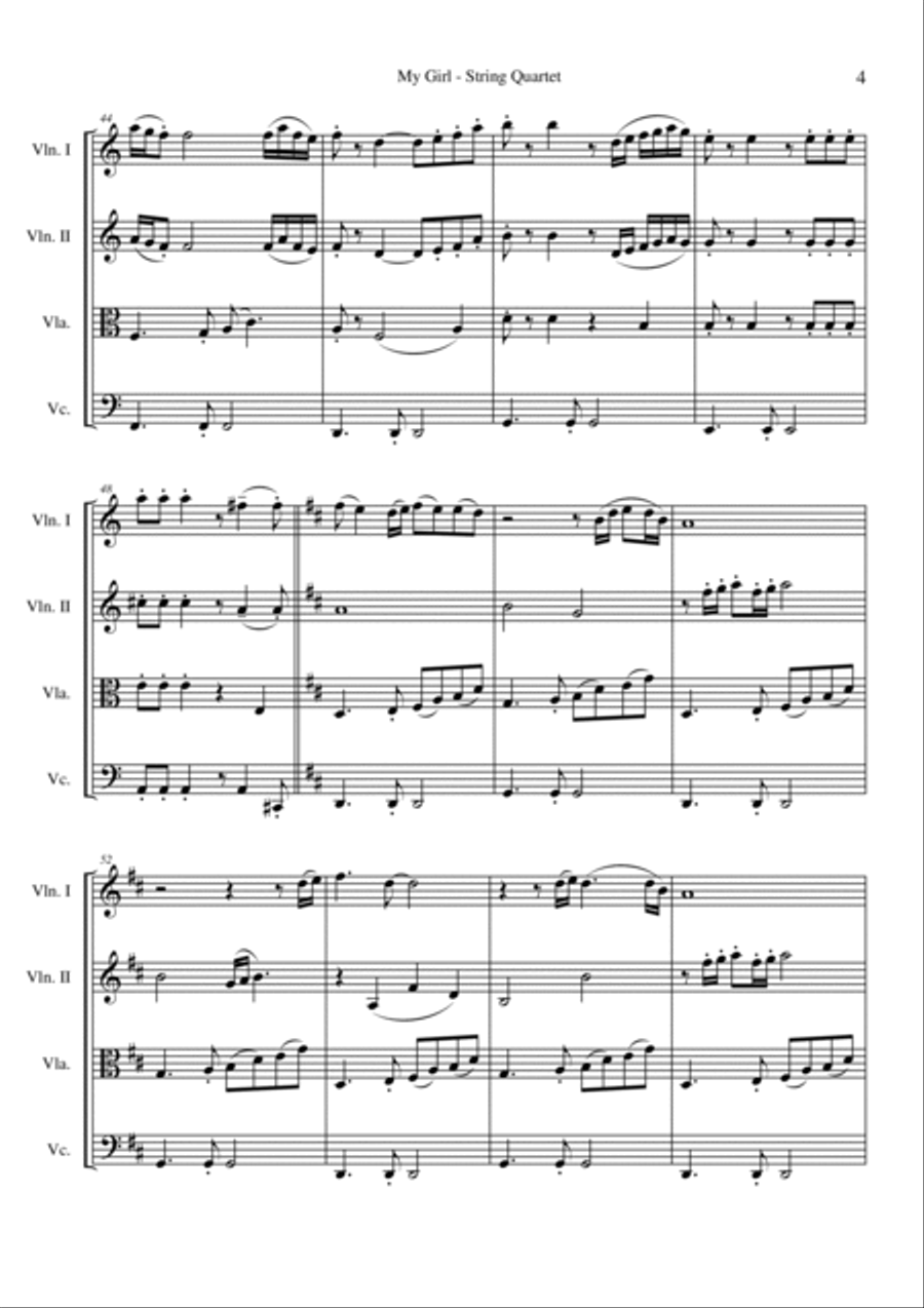 My Girl String Quartet scores gallery preview page 4