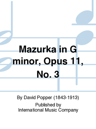 Book cover for Mazurka In G Minor, Opus 11, No. 3