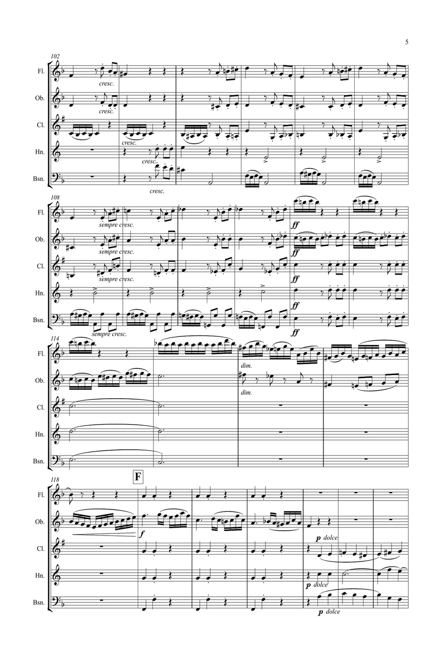 Mozart: Piano Sonata No.19 K547a - wind quintet Woodwind Quintet scores gallery preview page 5