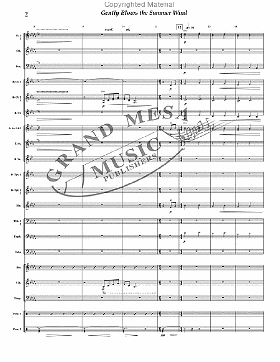 Gently Blows the Summer Wind Concert Band scores gallery preview page 3