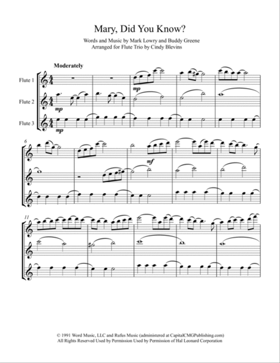 Mary, Did You Know? Flute Trio scores gallery preview page 2
