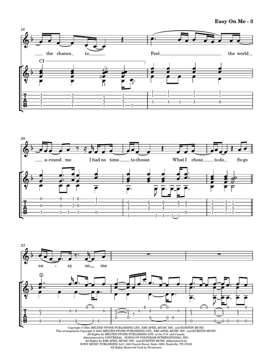 Easy On Me Acoustic Guitar scores gallery preview page 5