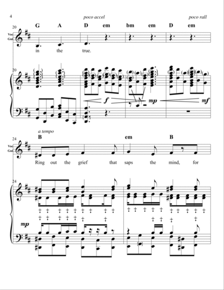 Ring Out, Wild Bells!-for Vocal, Guitar, Handbells Handbell Choir scores gallery preview page 4