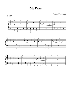 Book cover for My Pony (folk song) - piano