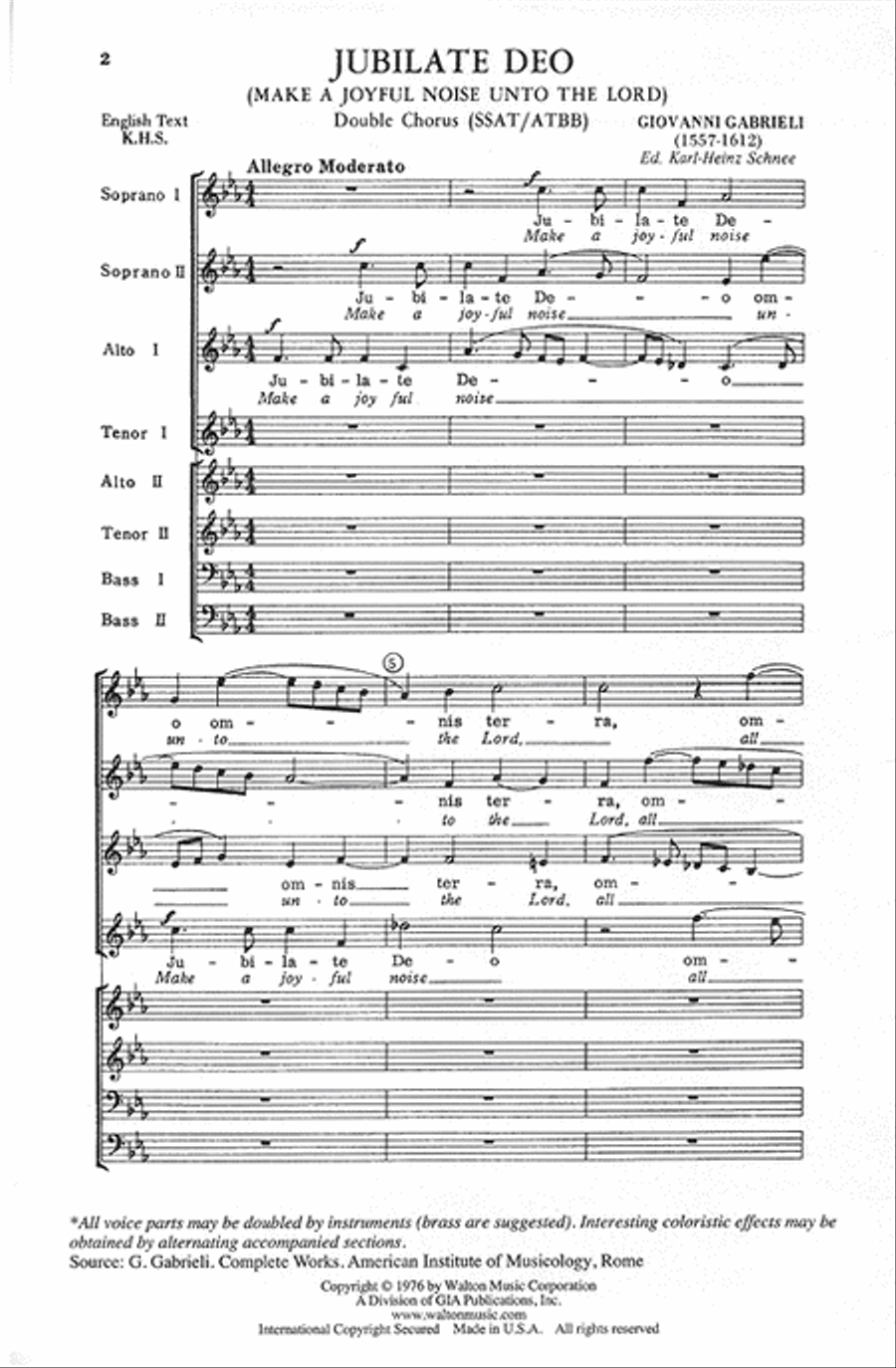 Jubilate Deo (Make a Joyful Noise Unto the Lord) Choir scores gallery preview page 2