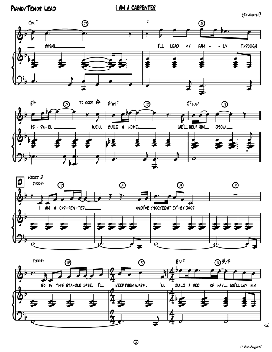 I Am a Carpenter (Joseph's Song) [Piano/Vocal/Chords] Piano, Vocal scores gallery preview page 3