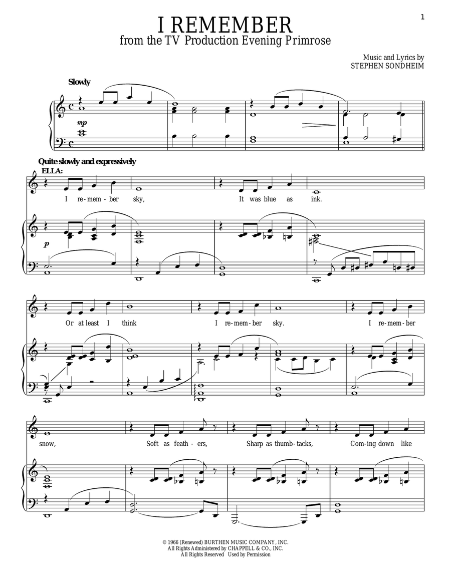 I Remember Piano, Vocal scores gallery preview page 1