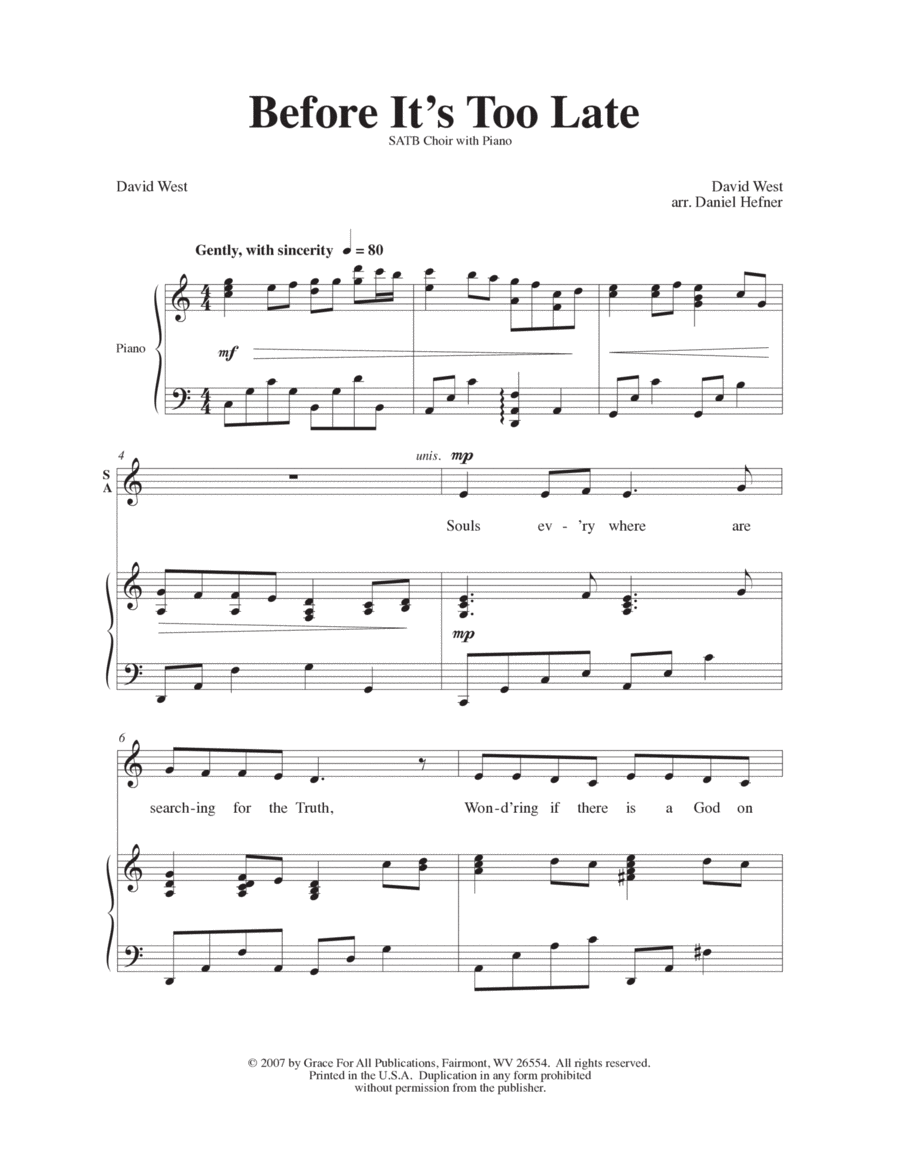 Before It's Too Late 4-Part scores gallery preview page 1