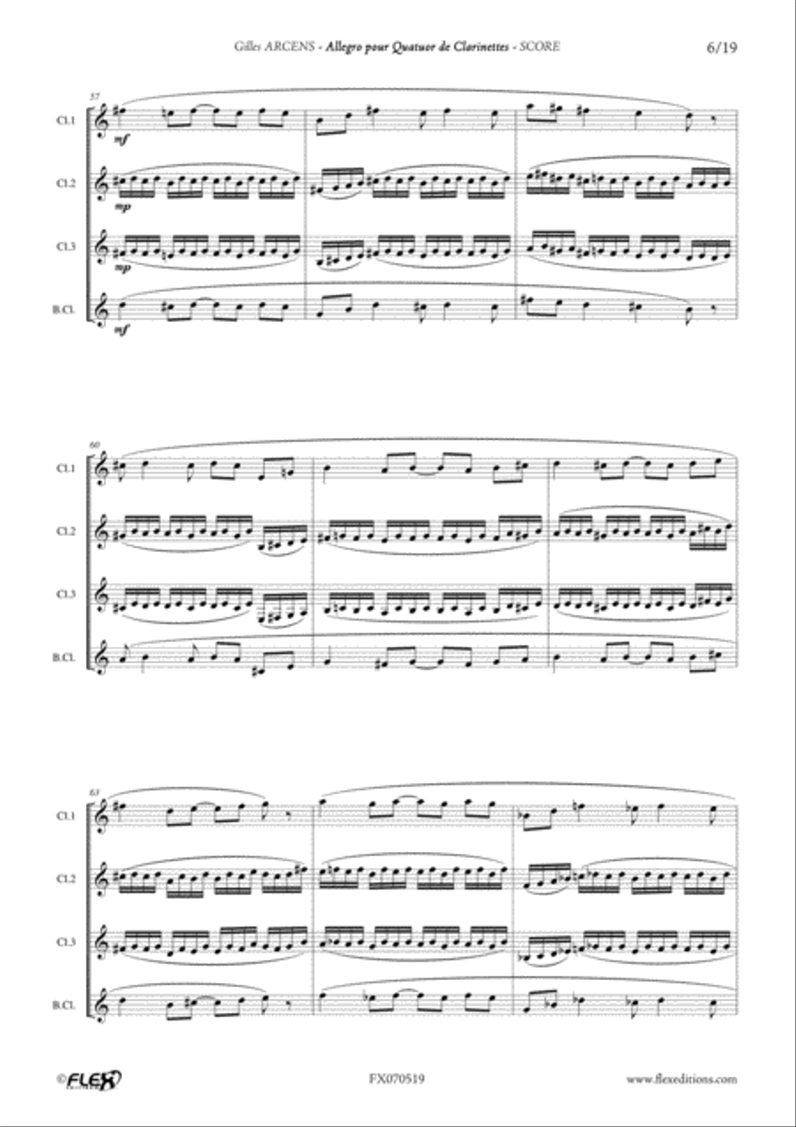 Allegro For Clarinet Quartet Clarinet Quartet scores gallery preview page 6
