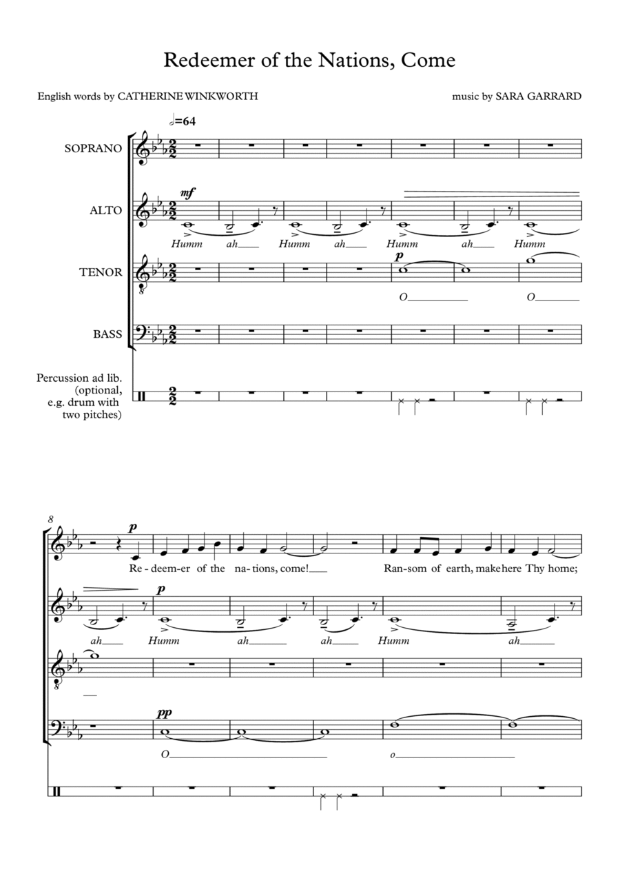 Redeemer of the Nations, Come 4-Part scores gallery preview page 1