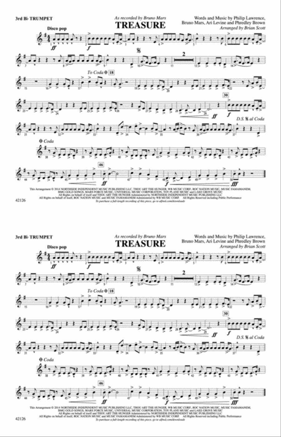 Treasure: 3rd B-flat Trumpet Marching Band scores gallery preview page 1